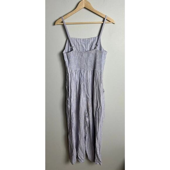 Old Navy Square Neck Linen Blend Striped Cami Jumpsuit Size Medium Women’s - Picture 2 of 7